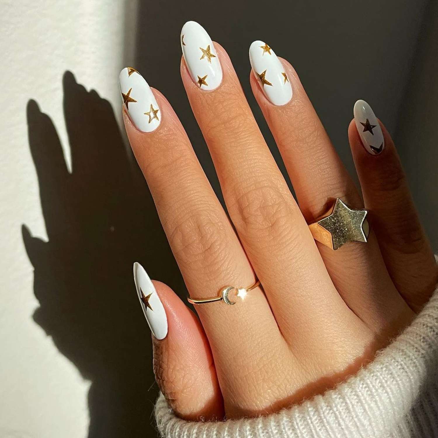 white nails with design