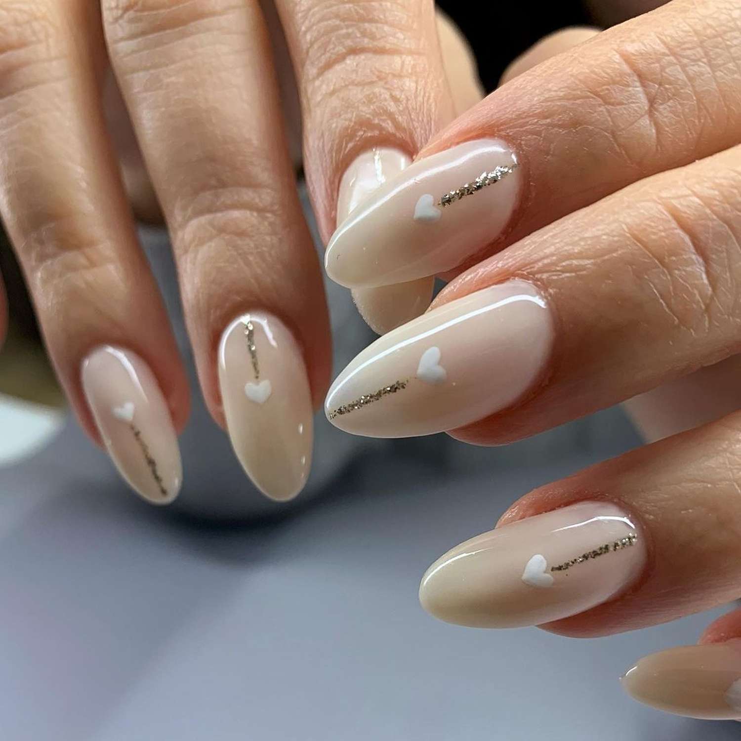 white nails with design