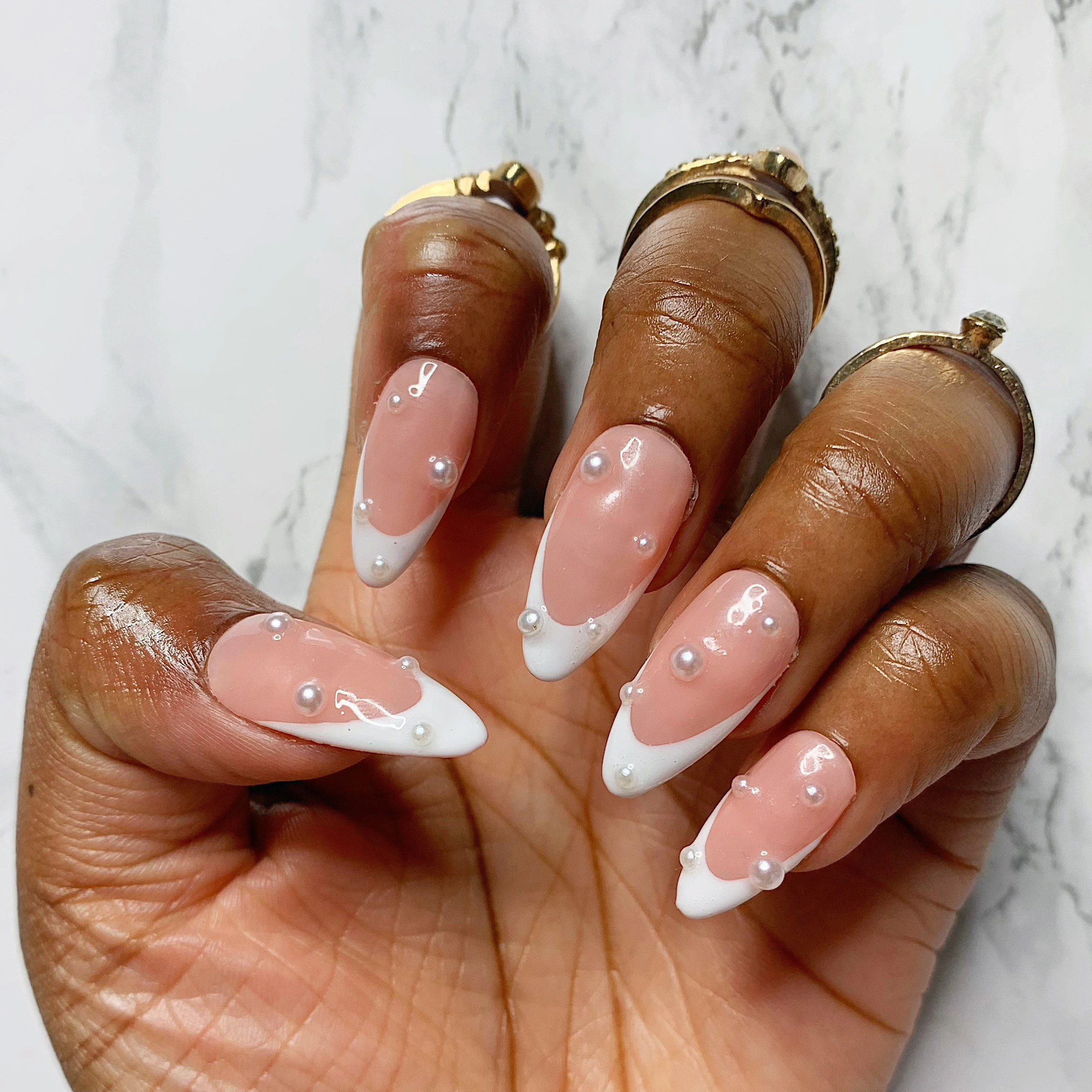 french tip almond nails