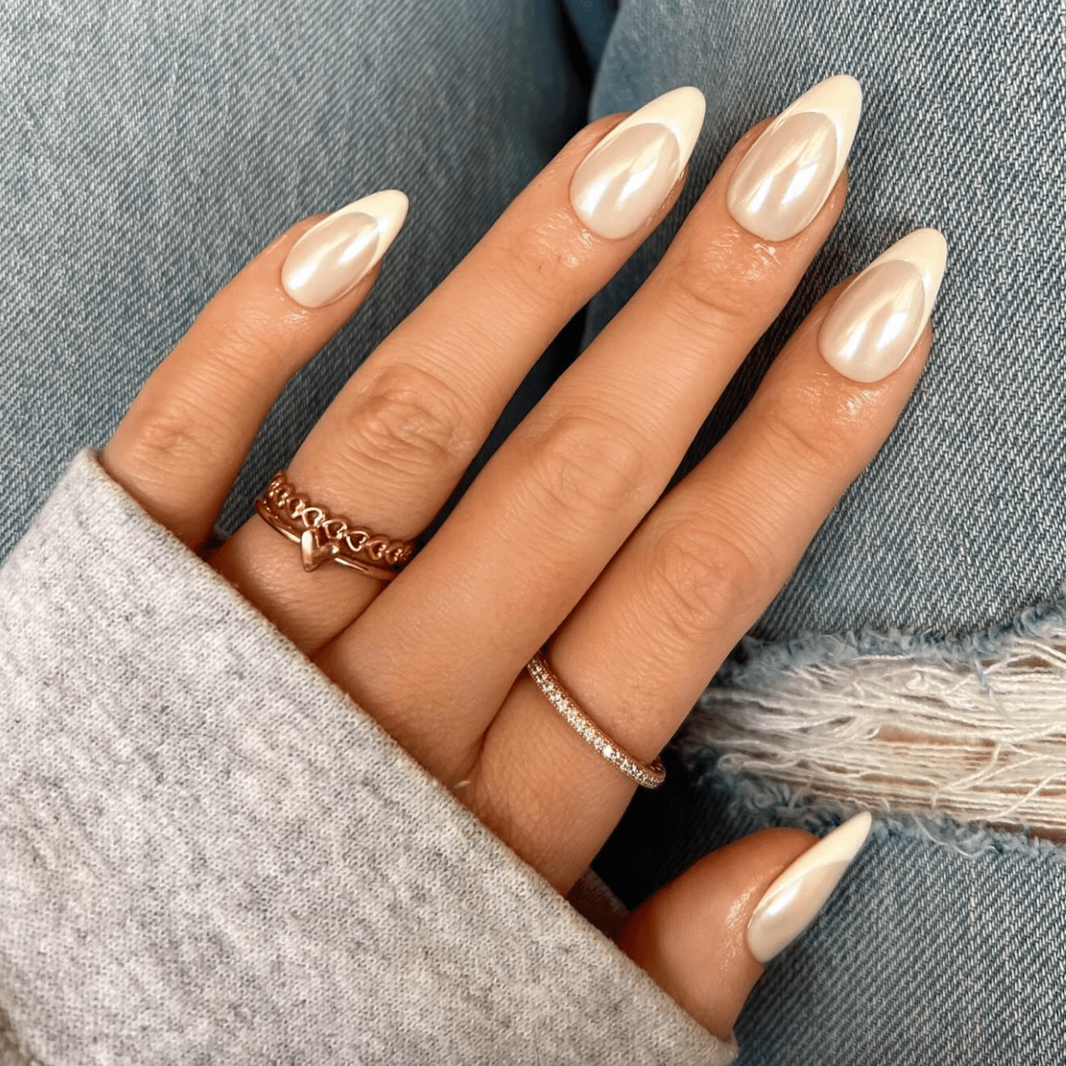 french tip almond nails