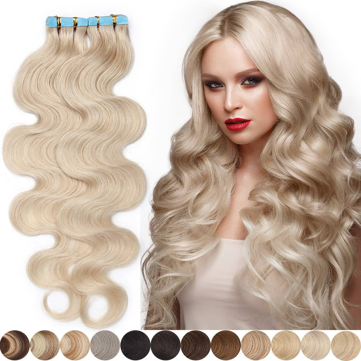blonde tape in hair extensions