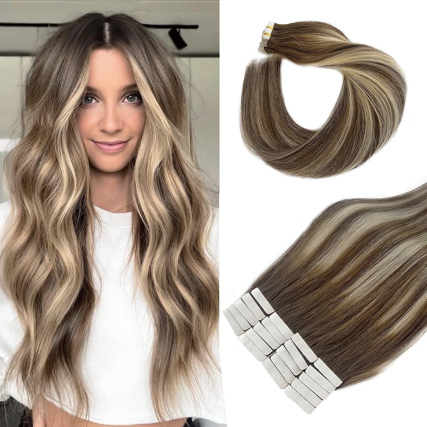 blonde tape in hair extensions