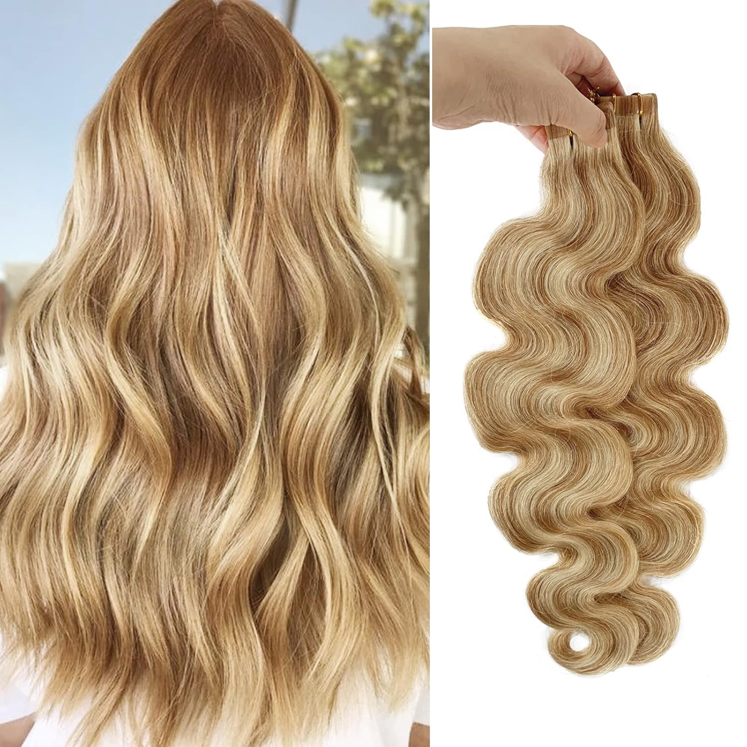 wavy tape in hair extensions