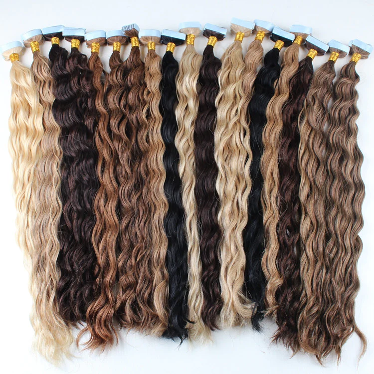wavy tape in hair extensions