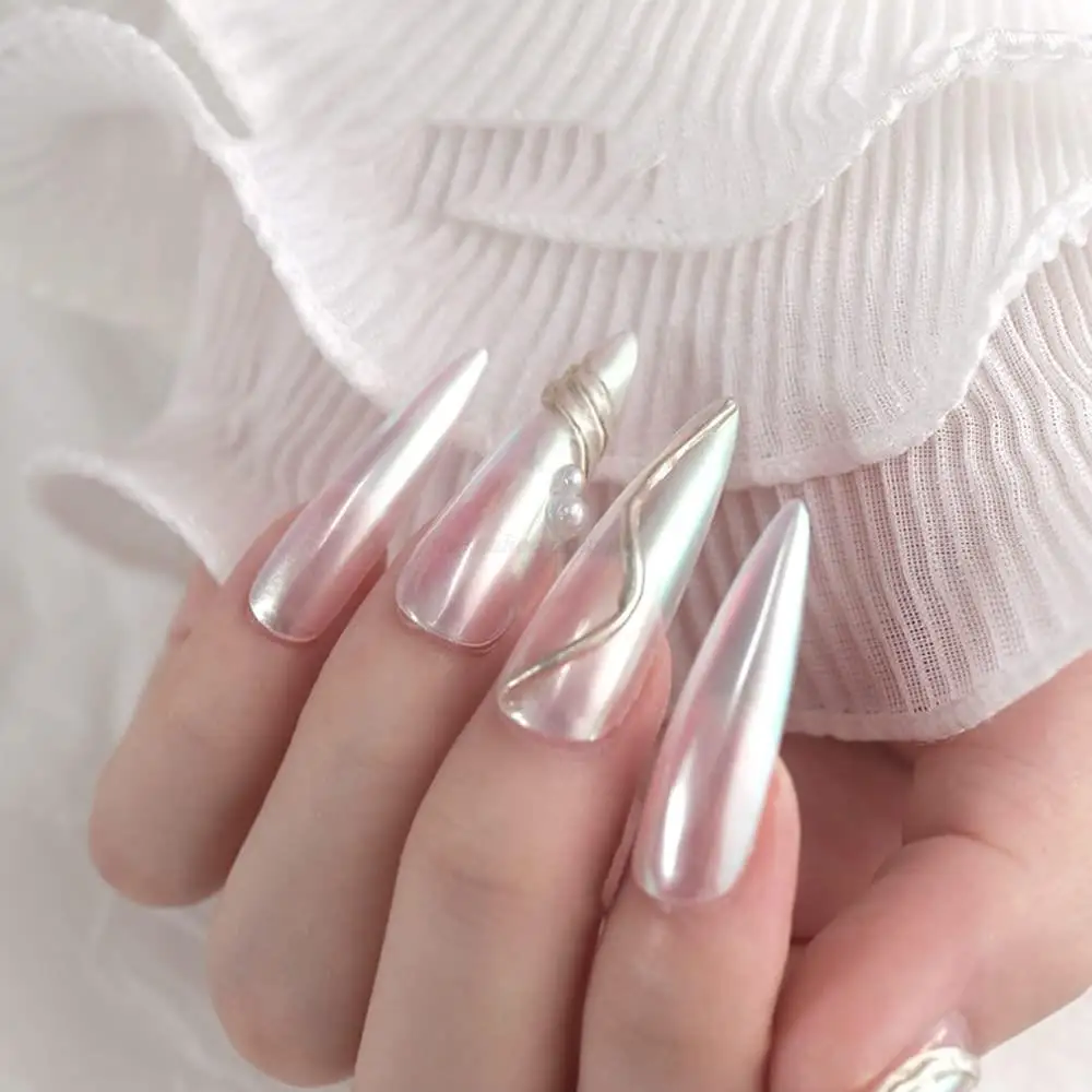 chrome pearl nails