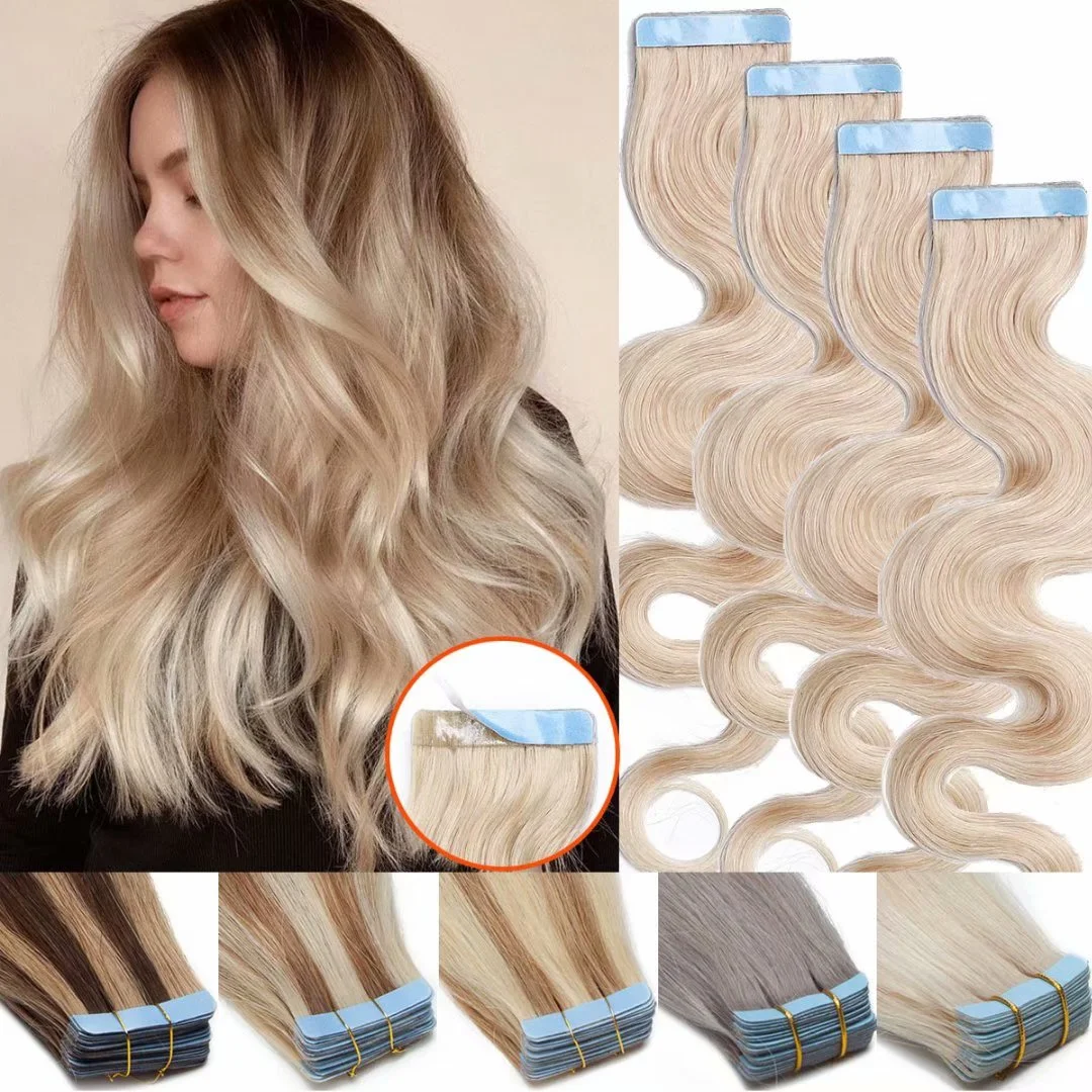 blonde tape in hair extensions